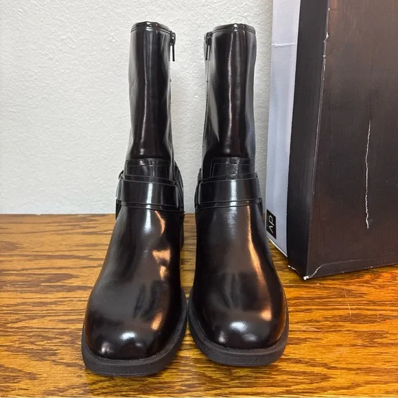 Dolce Vida Armonda Black, Shiny Harness Moto-chic boots size 8.5M - Picture 3 of 9